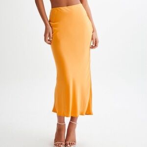 Meshki Viviana Satin Maxi Skirt - Tangerine